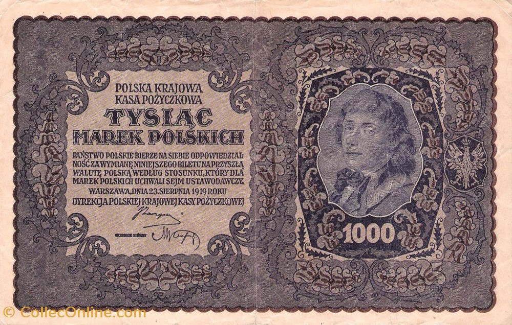 Pologne-1000 mark 1919 billets pologne 1000 mark 1919