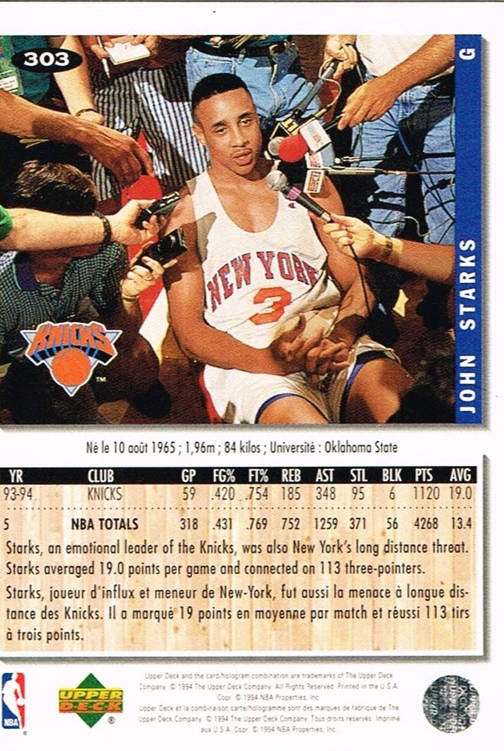 sport olympisme sports collectifs basketball nba 1994 john starks knicks