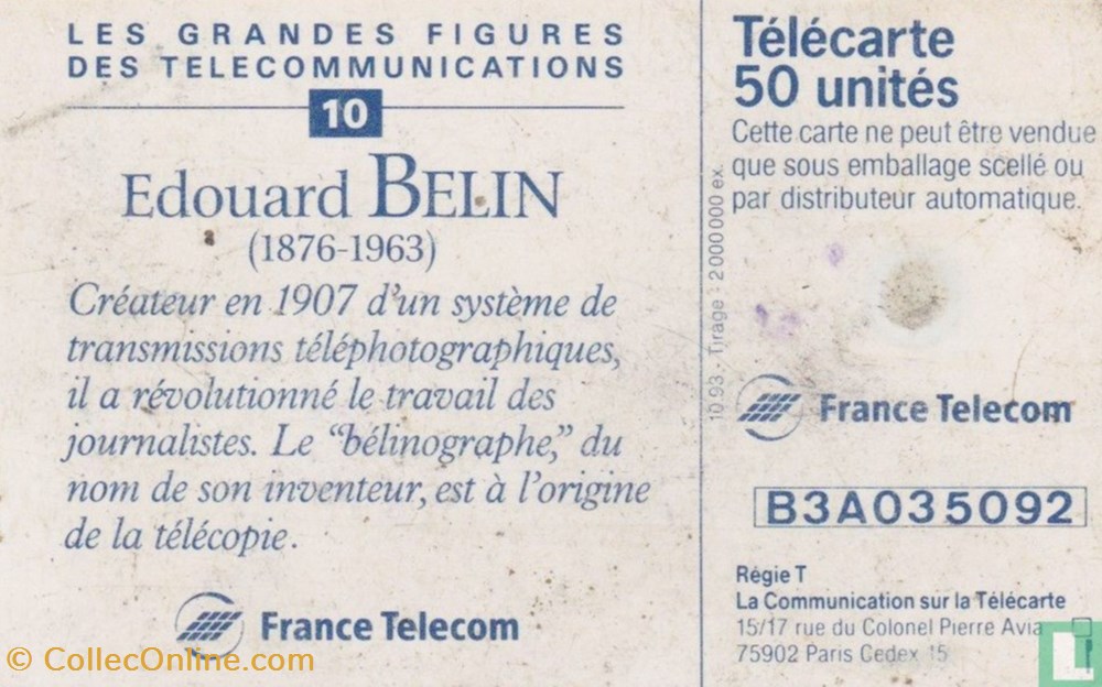 France- Edouard Belin- Gemplus 01.2 divers telecartes cartes telephoniques france edouard belin gemplus 01 2