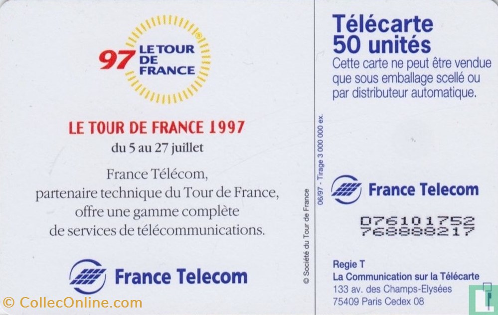 divers telecartes cartes telephoniques france tour de france 97 oberthur 01 1992