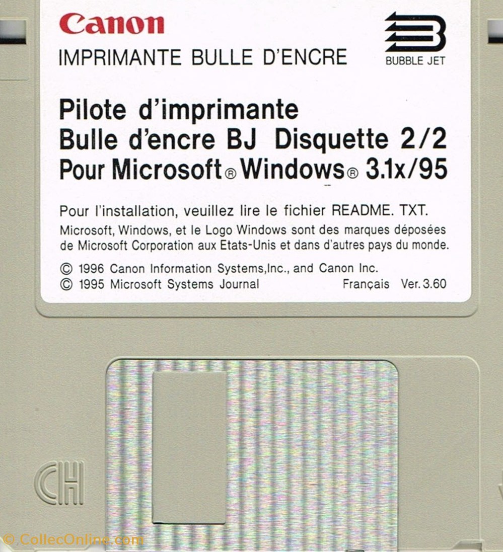 informatique logiciels canon pilote imprimantes bj windows 3 1 95