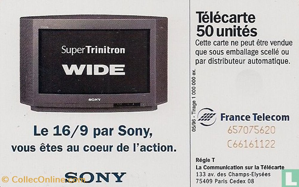 France- Sony - Super Triniton Wide- Schlumberger 07.1 (1992) divers telecartes cartes telephoniques france sony super triniton wide schlumberger 07 1 1992