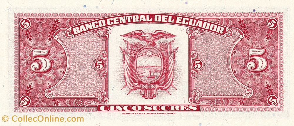 Equateur-5 sucres 2-11-1988 billets equateur 5 sucres 2 11 1988