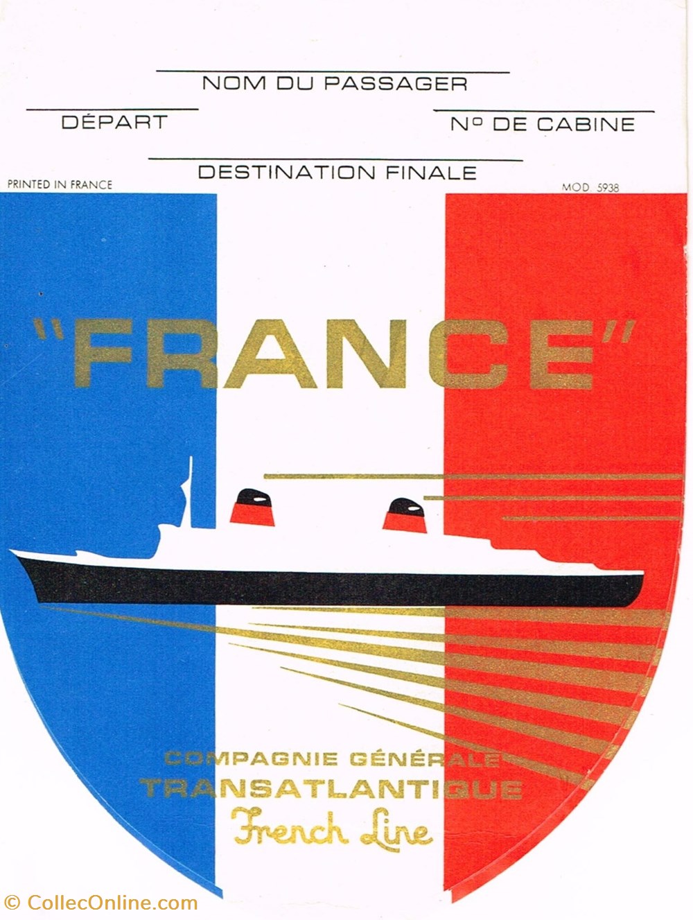 France-Tickets de Cabine du France documents anciens autres france tickets de cabine du france
