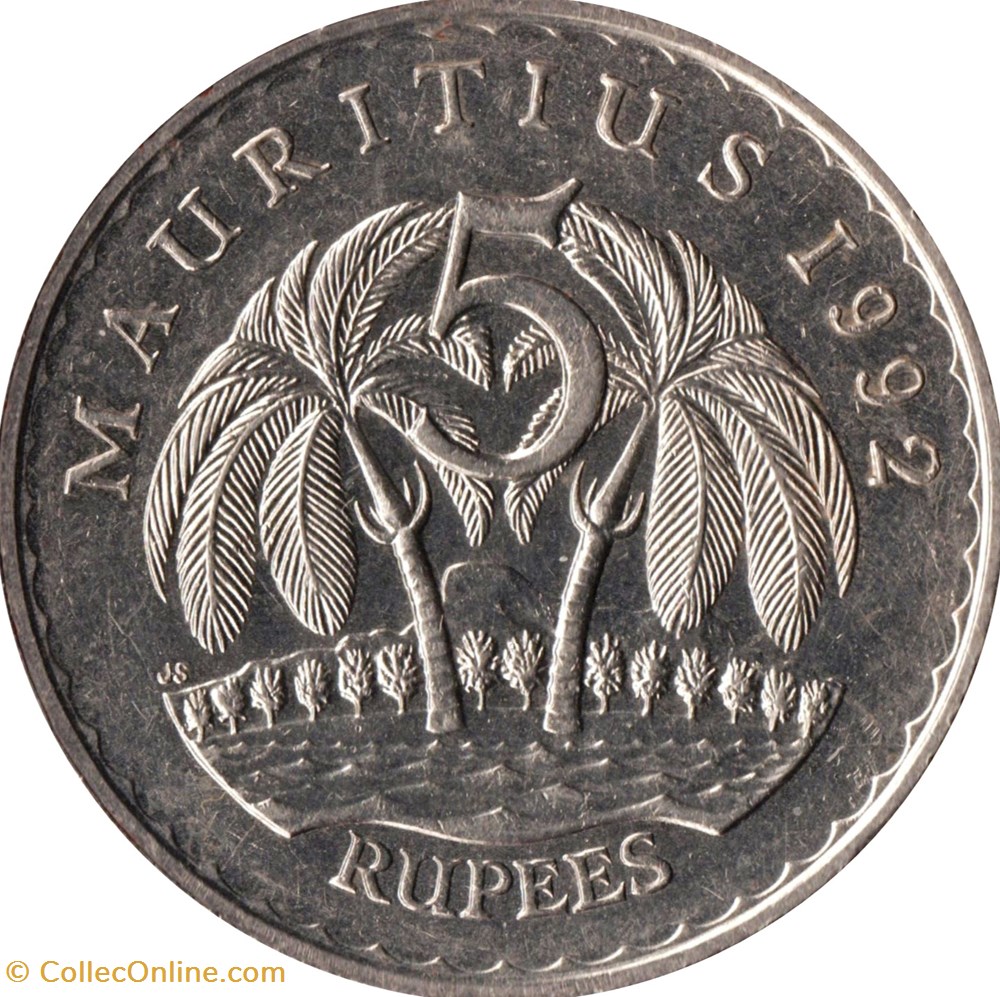 5 Rupees Mauritus 1992 monnaies monde maurice 5 rupees mauritus 1992