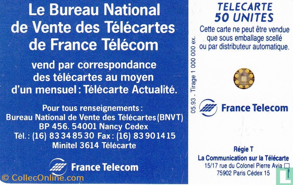 divers telephoniques france bureau national de vente des telecartes schlumberger 05an
