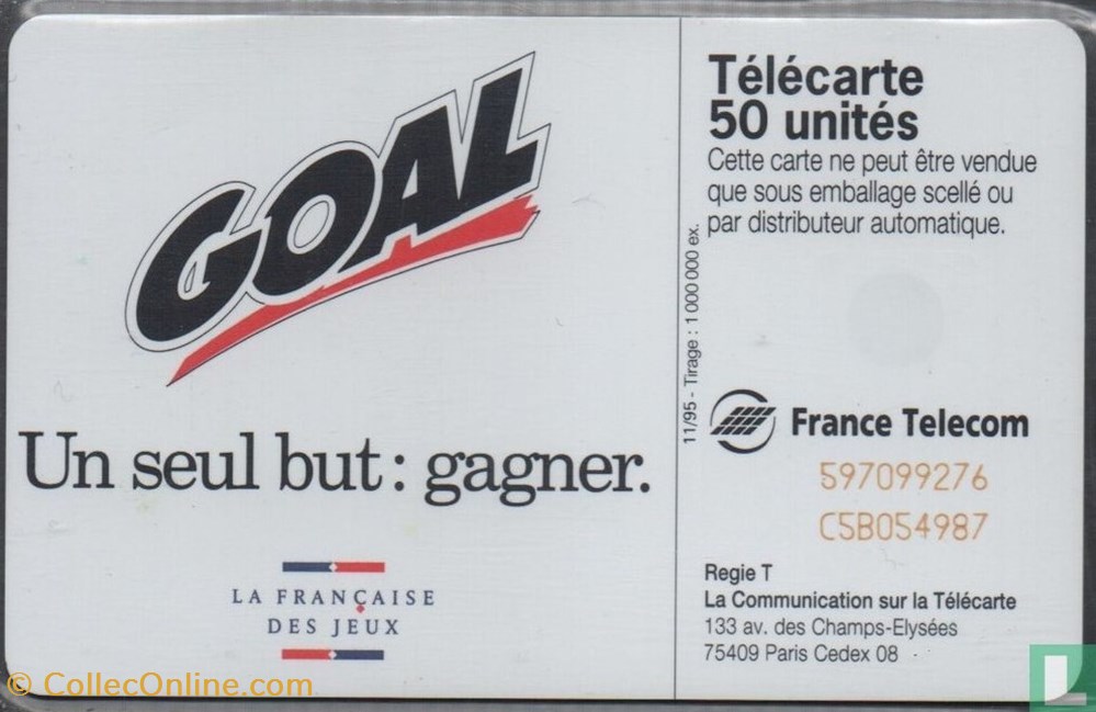 divers telecartes cartes telephoniques france goal schlumberger 07 1 1992