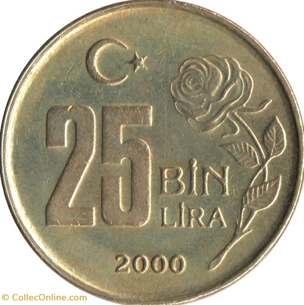 25 bin lira rose Turquie 1998 monnaies monde 25 bin lira rose turquie 1998