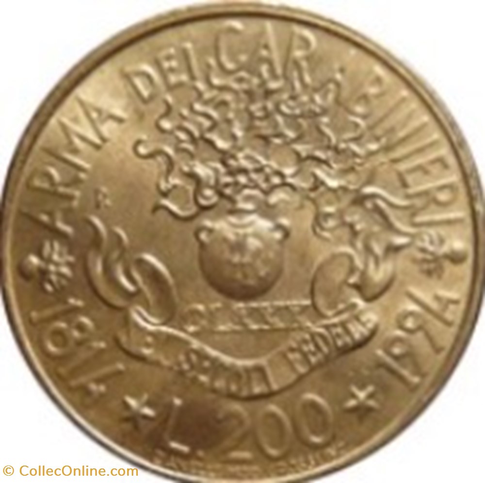 200 lires Carabinieri Italie 1994 monnaies monde 200 lires carabinieri italie 1994
