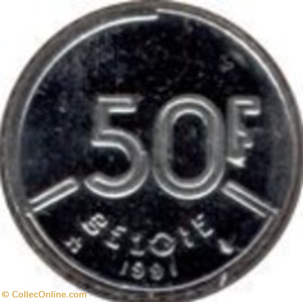 monnaies monde 50 francs neerlandais belgique 1990