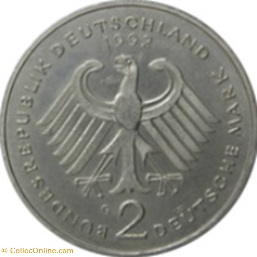 2 deutsche mark Kurt Schumacher Allemagne 1988 (J) monnaies monde 2 deutsche mark kurt schumacher allemagne 1988 j