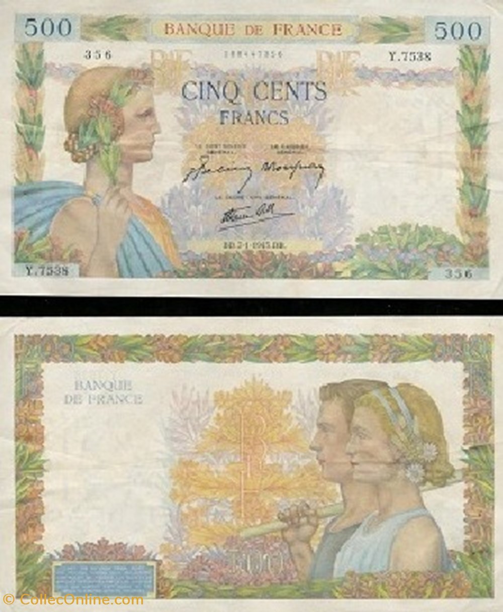 billets europe france 500 francs la paix type 1939