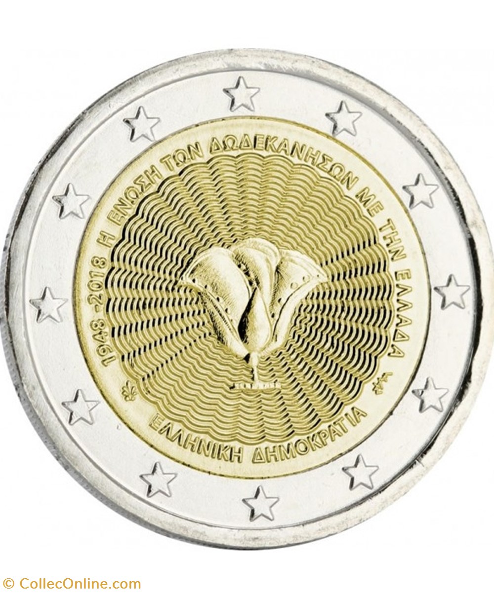 2 Euros Commémorative Grèce 2018 "70e anniversaire du rattachement du Dodécanèse à la Grèce" monnaies 2 euros commemorative grece 2018 70e anniversaire du rattachement du dodecanese a la grece
