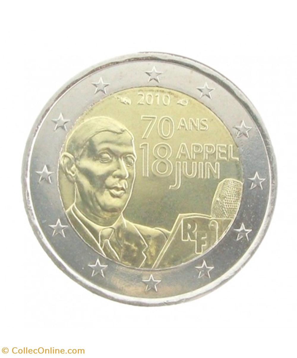 monnaies 2 euros commemo france 2010 appel du 18 juin 1940