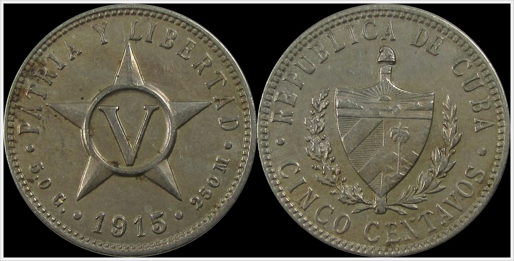 coins world cuba 1915 cinco centavos