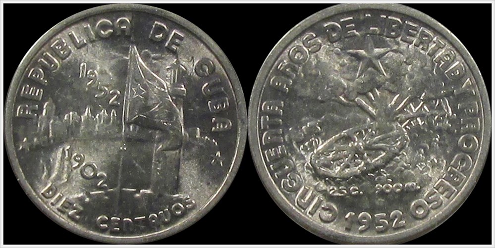 coins world cuba 1952 10 centavos