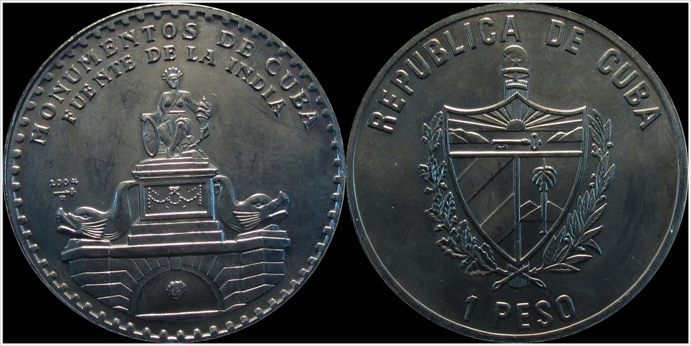 coins world cuba 2004 peso fountain