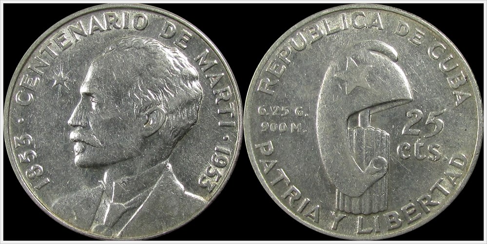 coins world cuba 1953 25 centavos
