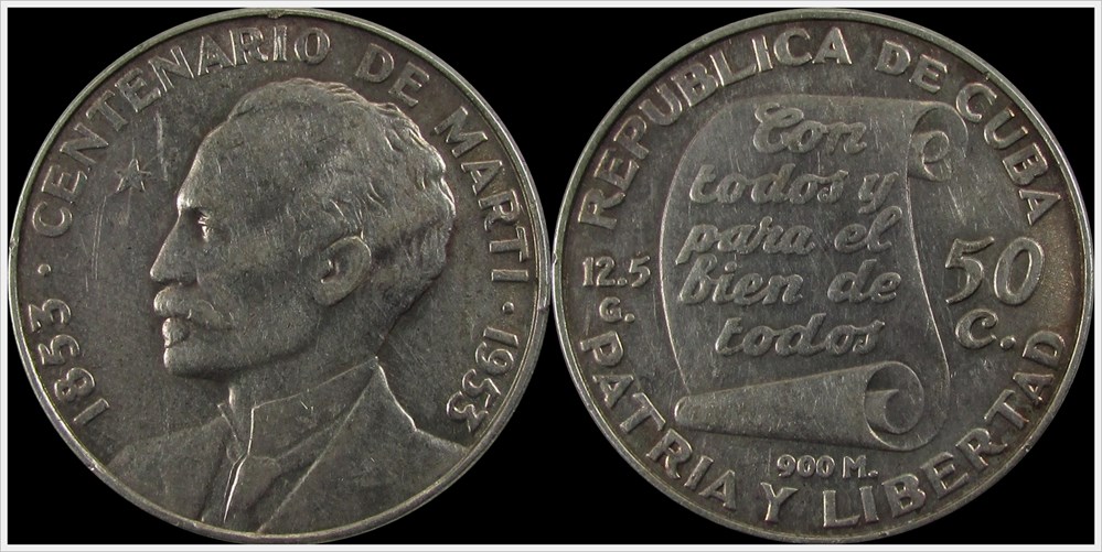 coins world cuba 1953 50 centavos b