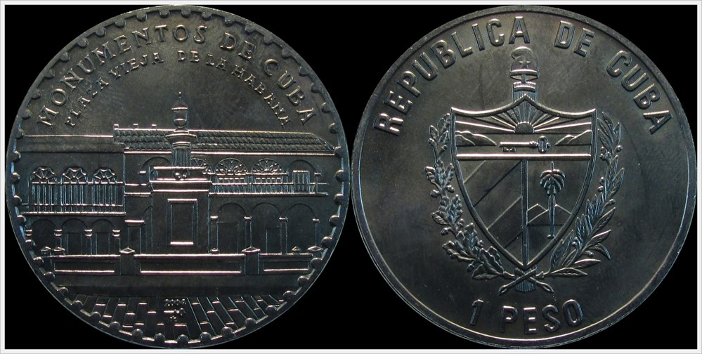 coins world cuba 2004 peso plaza