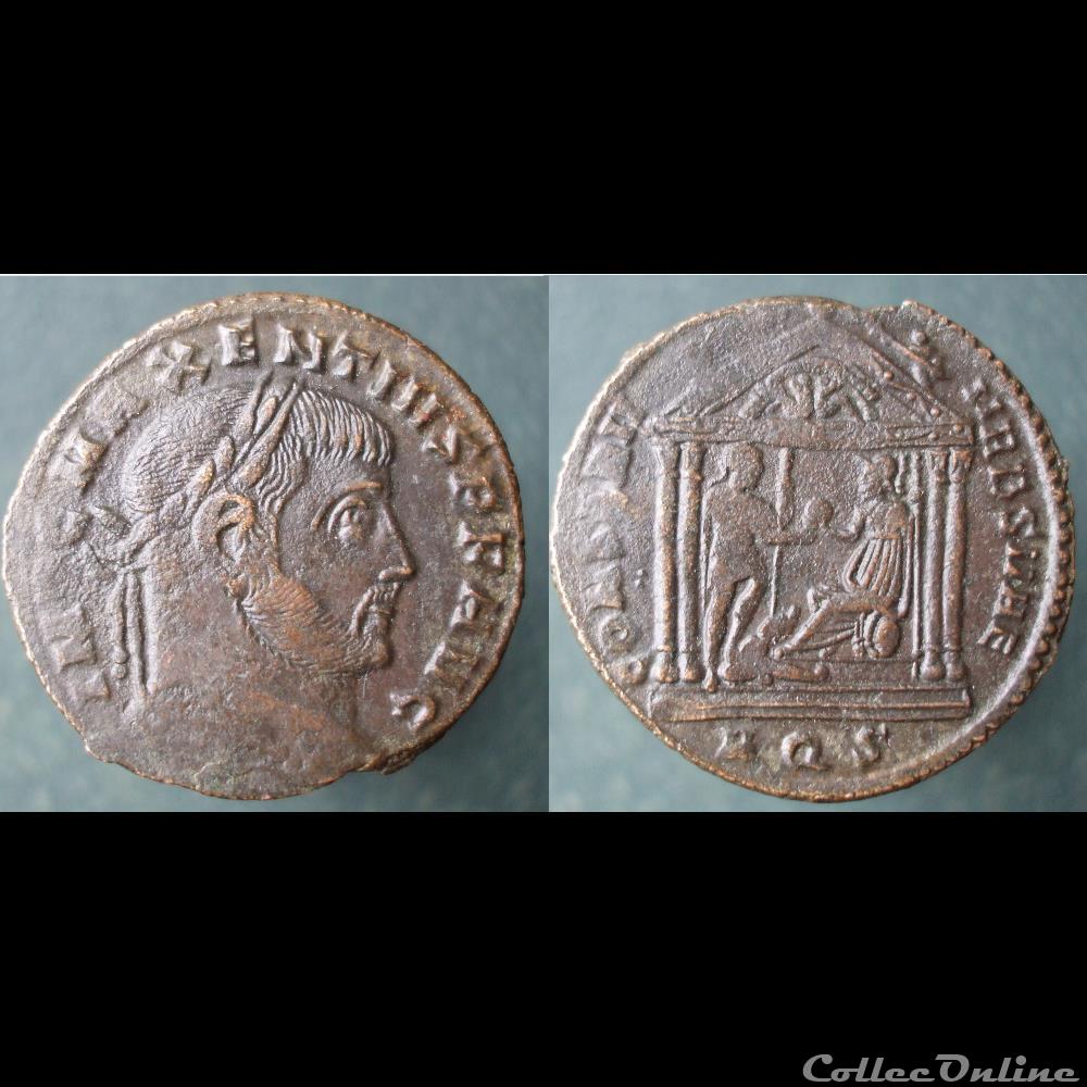 monnaies antiques romaines republicaines imperiales maxence nummus aquilee temple et rome