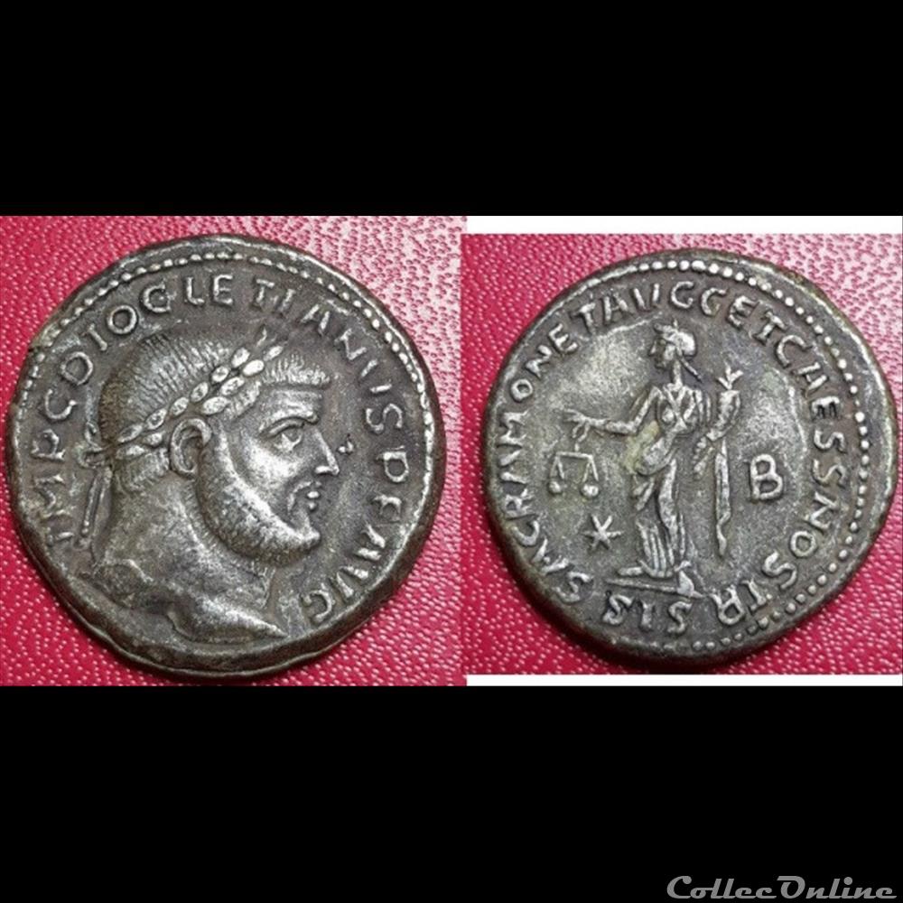 Dioclétien - follis/nummus - Sacra Moneta - Siscia (faux moderne) monnaie antique romaine diocletien follis nummus sacra moneta siscia faux moderne