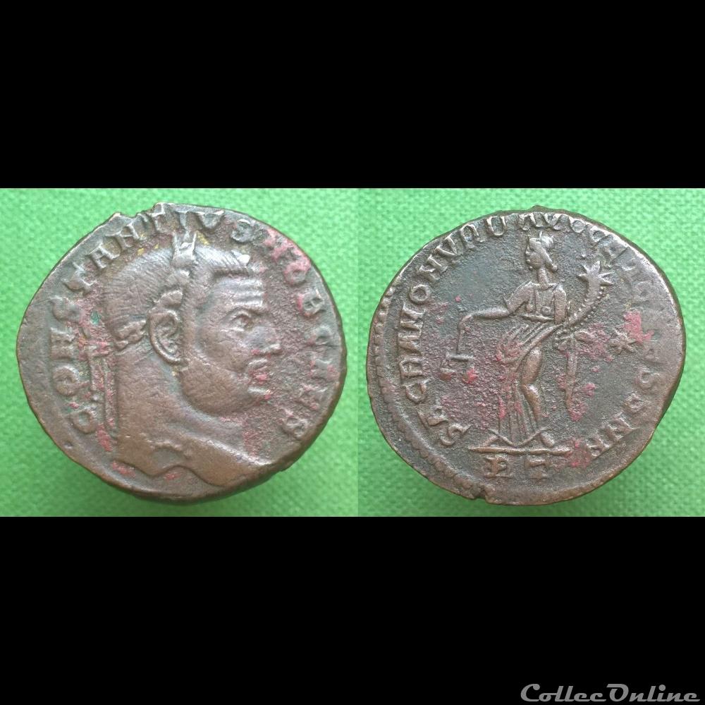 monnaie antique romaine constance chlore nummus rome sacra moneta