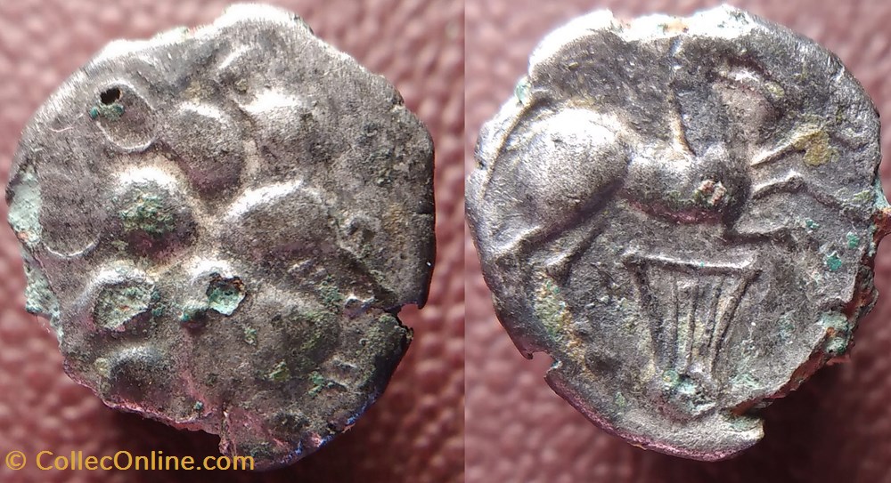 Gauloise Eduens Quinaire au cheval et à la lyre monnaies antiques celtes gauloise eduens quinaire au cheval et a la lyre