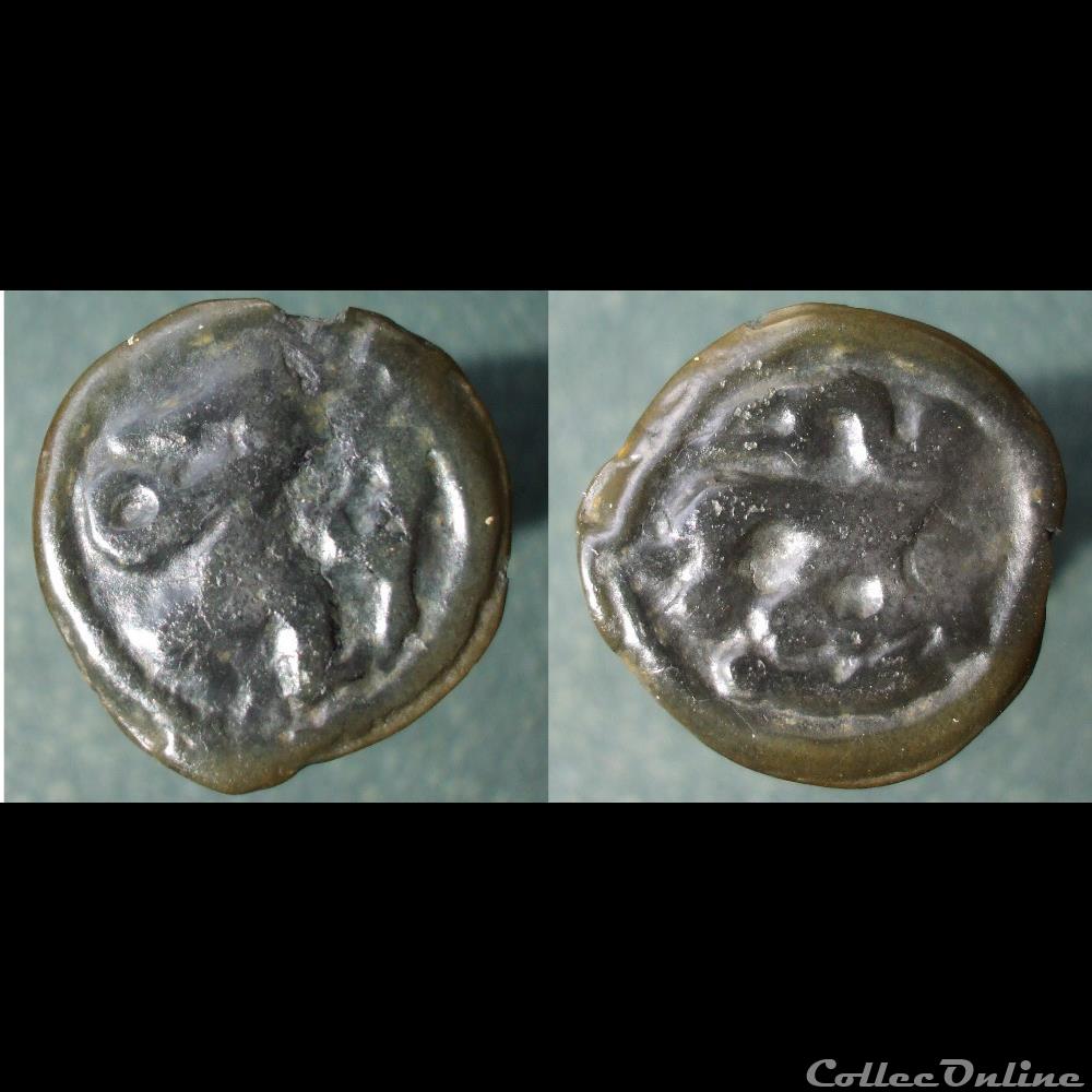 Potin Rème au guerrier courant monnaie antique gauloise potin reme au guerrier courant