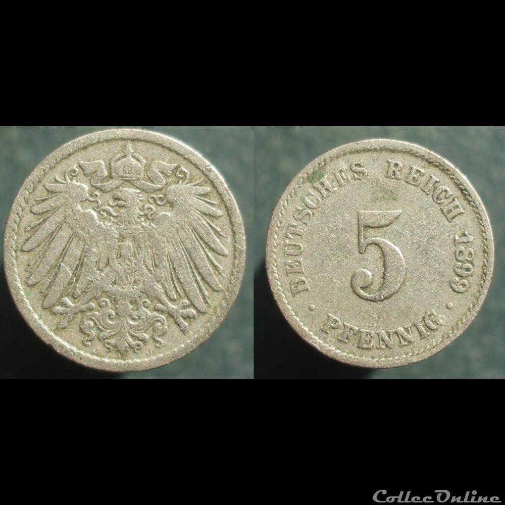 monnaie monde allemagne 5 pfennig 1899
