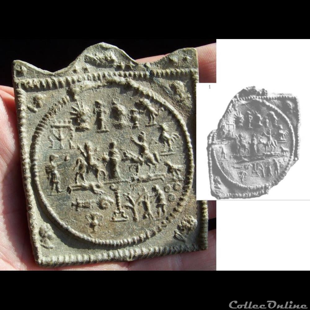 art antiquites archeologie europe plaquette thraco mithriaque en plomb ertl g 02