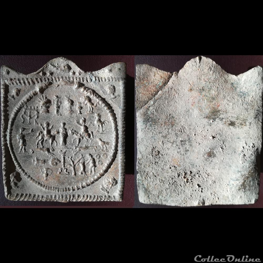 art antiquites archeologie europe plaquette thraco mithriaque en plomb ertl g 02