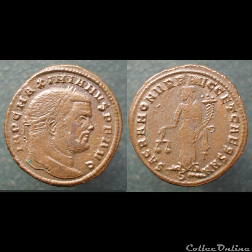 monnaie antique romaine maximien nummus rome sacra mon
