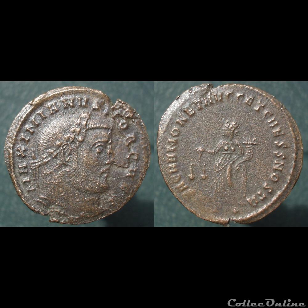 Galère Nummus Ticinum(?) Moneta monnaie antique romaine galere nummus ticinum moneta