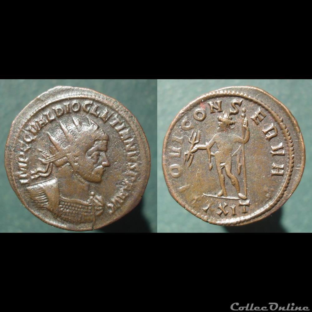 monnaie antique romaine diocletien antoninien ticinum iovi conservat