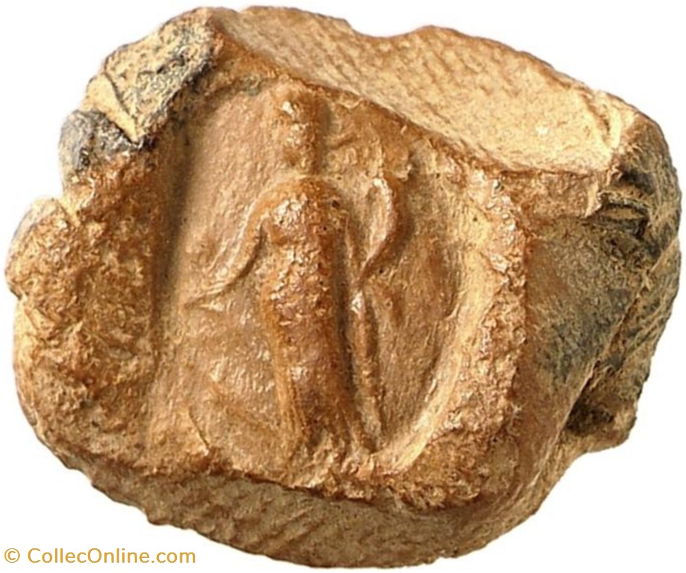 art antiquite archeologie europe sceau romain argile avec empreinte intaille