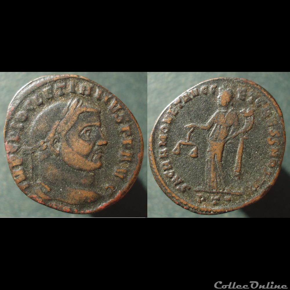 Dioclétien, nummus, Ticinum, Sacra Moneta, PT. monnaie antique romaine diocletien nummus ticinum sacra moneta pt