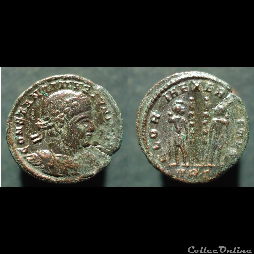 Constantin II centenonialis Gloria Exercitus, Trèves, seconde off monnaie antique romaine constantin ii centenonialis gloria exercitus treves seconde off