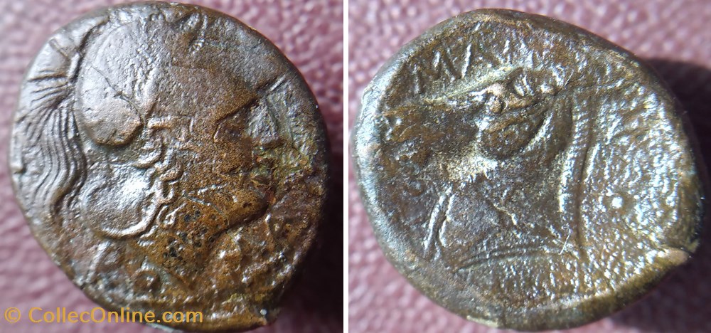 monnaies antiques romaines imperiales republicaines litra romano campanien romano minerve tete de cheval