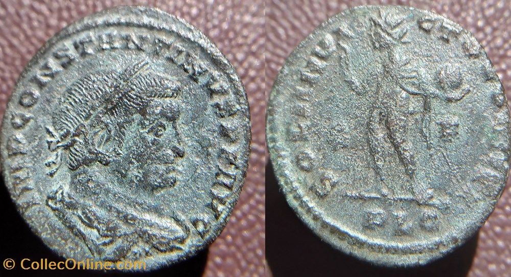 Constantin nummus Lyon SOLI INVICTO S|F//PLG monnaies antiques romaines imperiales et republicaines constantin nummus lyon soli invicto s f plg