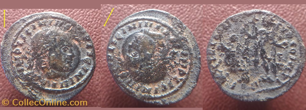 Licinius nummus double frappe SOL INVICTO COMITI monnaies antiques romaines republicaines imperiales licinius nummus double frappe sol invicto comiti