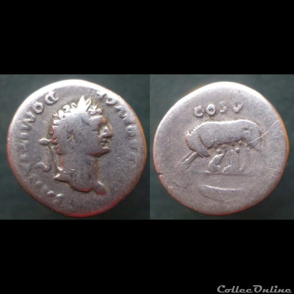 monnaies antiquite av jc a ap romaines republicaines imperiales domitien denier louve