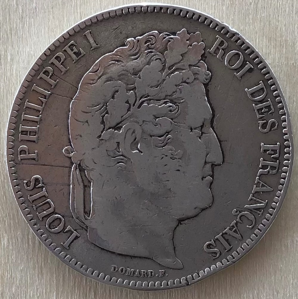 Louis-Philippe 1er - tête laurée - 5 Francs Domard 2ème type - 1843 W monnaies monde louis philippe 1er tete lauree 5 francs domard 2eme type 1843 w