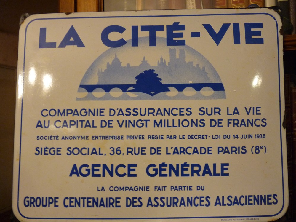 PLAQUE EMAILLEE AGENCE GENERALE "LA CITE VIE" objets publicitaires enseignes plaque emaillee agence generale la cite vie