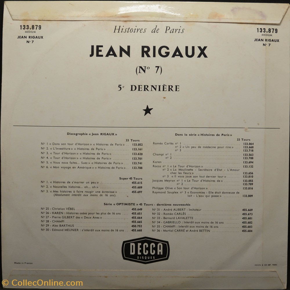 divers vinyl 33 tours jean rigaux n 7