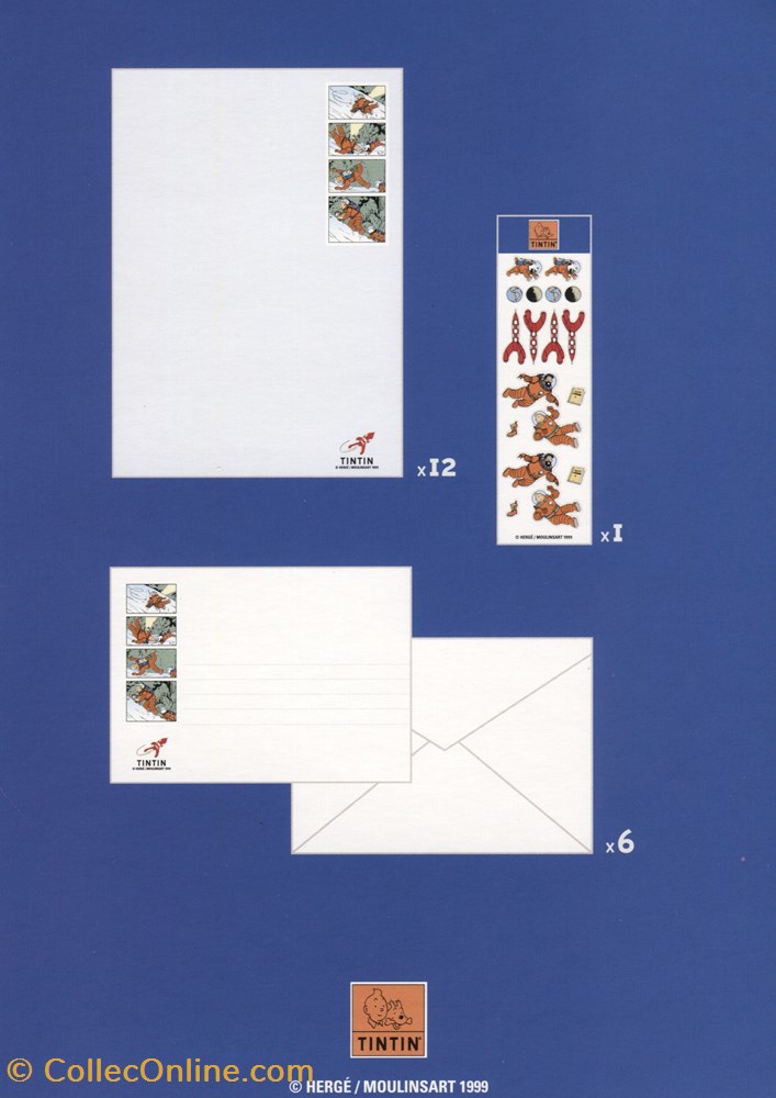 Set courrier - 1999 - Moulinsart - Feuille, enveloppe et sticker vieux papier autre set courrier 1999 moulinsart feuille enveloppe et sticker
