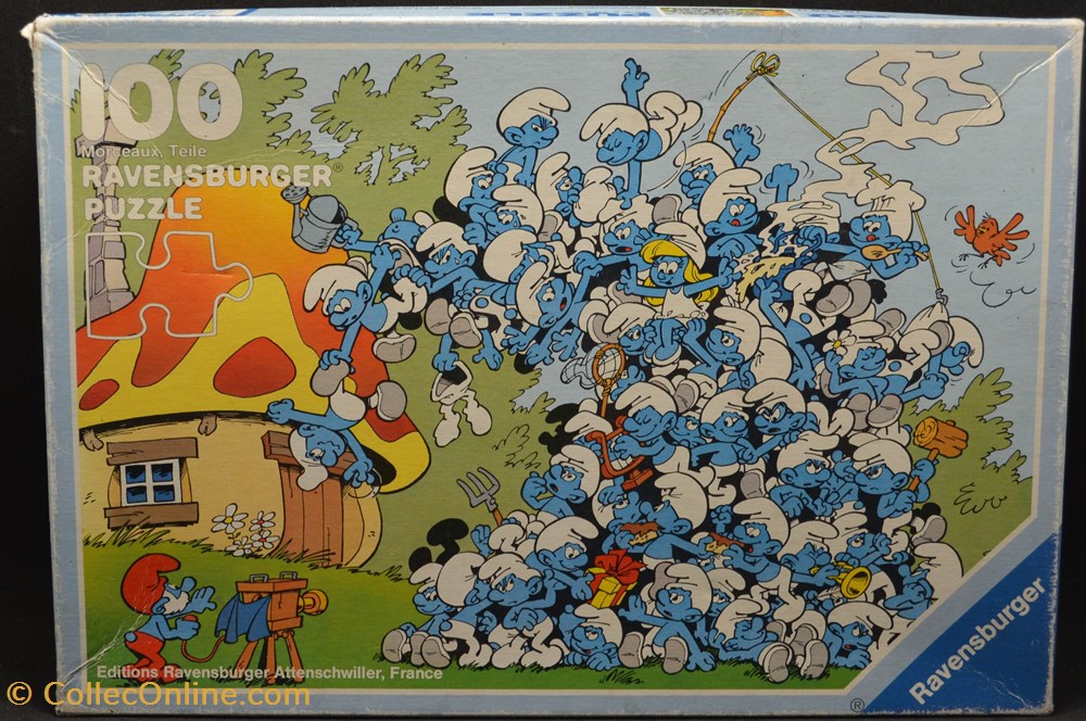 jeux de societe jouets casse tete puzzle schtroumpf ravensburger 1984 100 pieces le photographe schtroumpf
