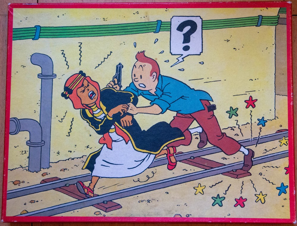 Wavery - 1977 - 63 pièces - Tintin et Abdalah jeux de societe jouets casse tete puzzle wavery 1977 63 pieces tintin et abdalah