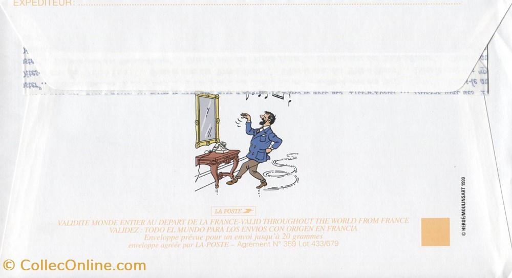 timbre france pap carte neuf 2000 fanfare a moulinsart