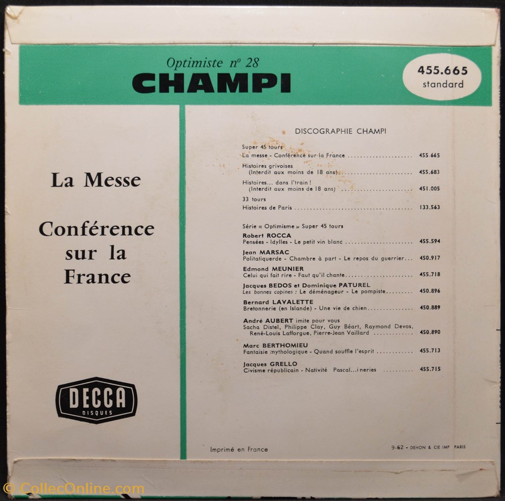 Vinyl - 45 tours - Champi - Optimiste n°28 divers vinyl 45 tours champi optimiste n 28